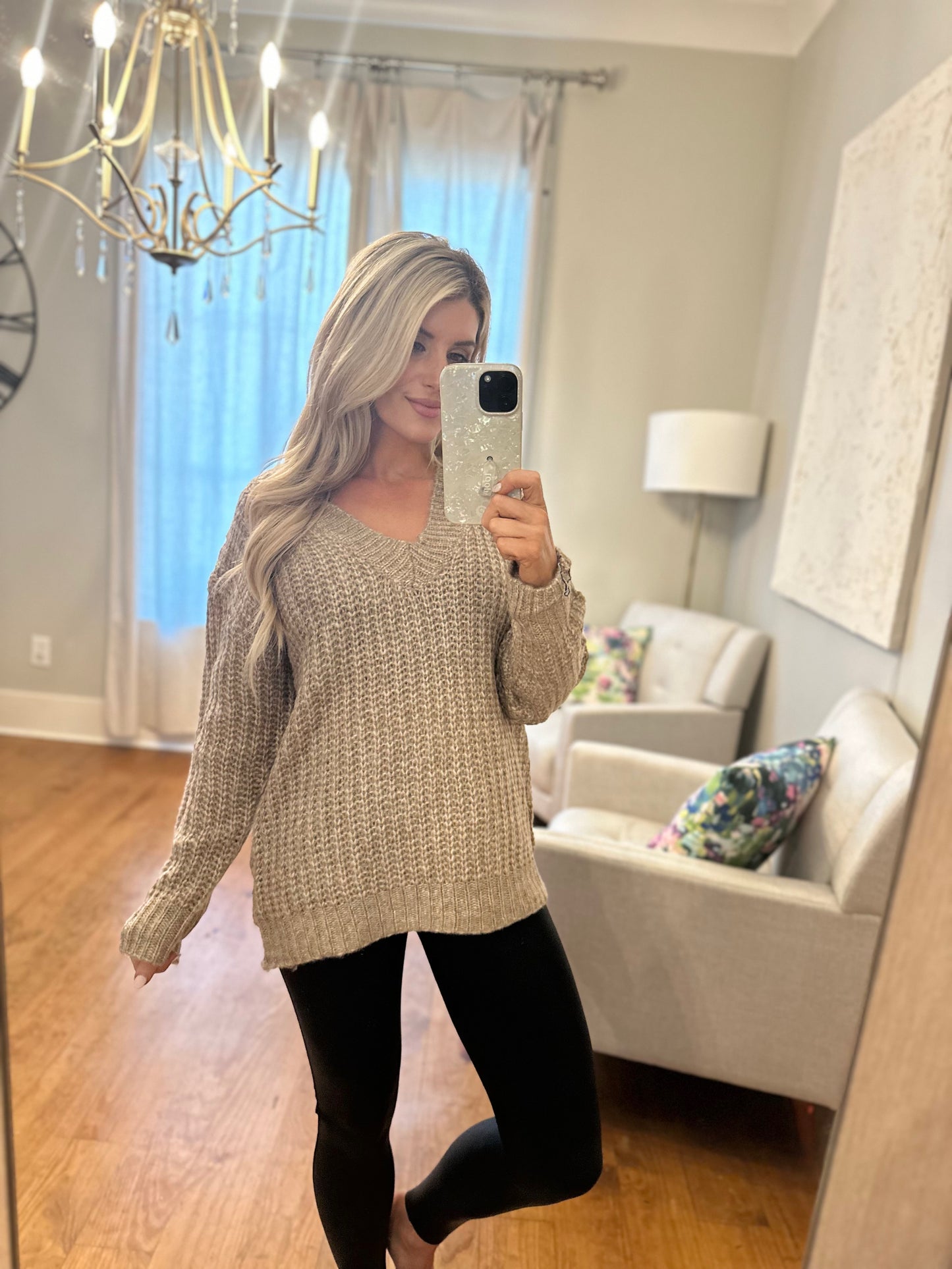 Loose Fit Deep V-Neck Sweater