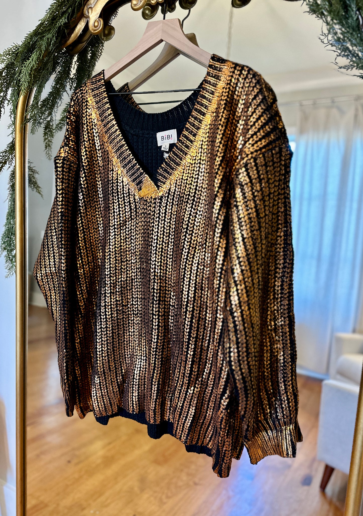 *SALE* Metallic Knit V-Neck Open Oversized Sweater